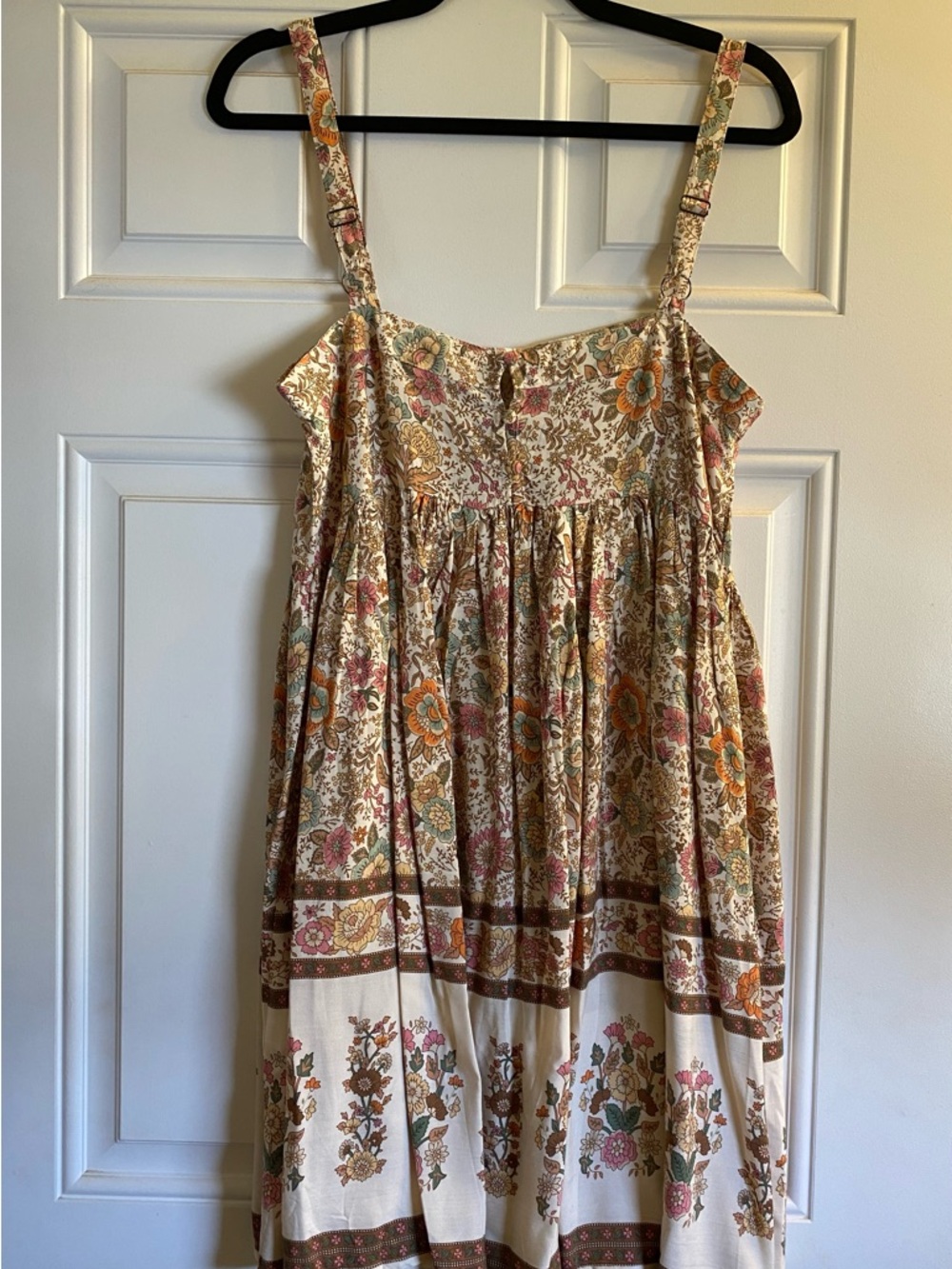 NATURAL LIFE Cream Floral Tiered Mini Dress with Pink & Green Accents - Picture 4 of 8